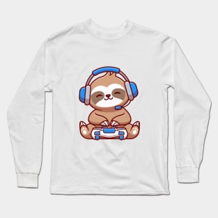 Cute Sloth Gaming Long Sleeve T-Shirt